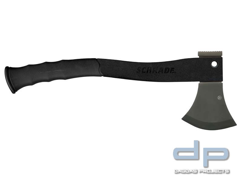 Schrade Outdoorbeil, rostfreier Stahl 3Cr13, Feuerstarter im Griff, Kunststoff-Kopfscheide, Schleifs