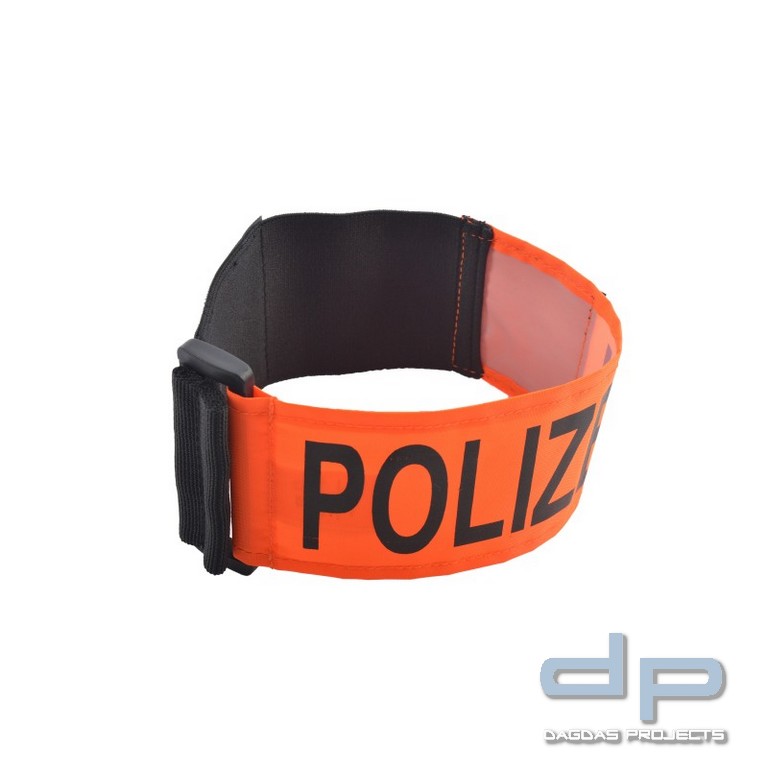 COP® Armbinde orange mit D-Ring, Aufdruck schwarz - POLIZEI -
