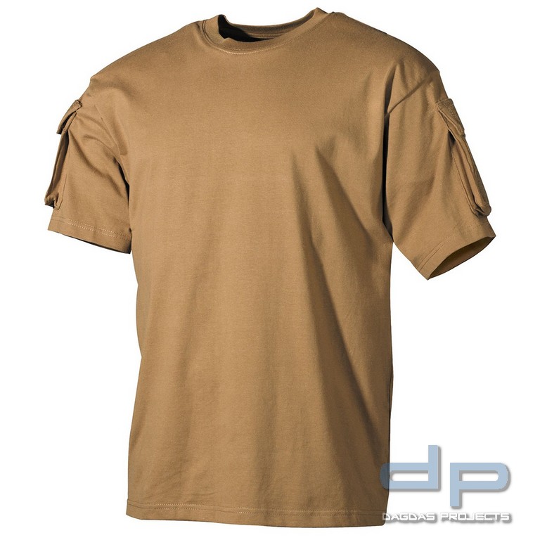 US T-Shirt, halbarm, coyote, mit Ärmeltaschen