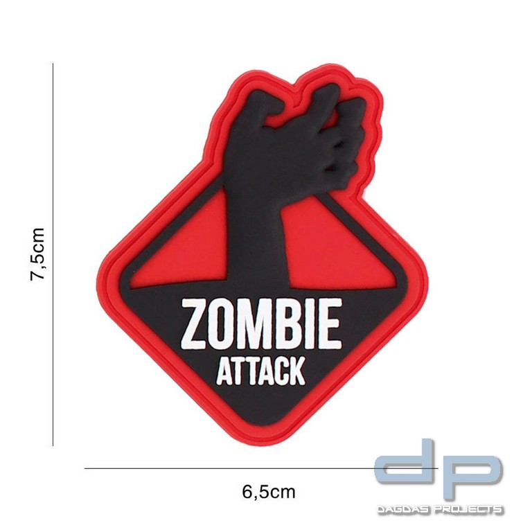 Emblem 3D PVC Zombie attack 1 rot
