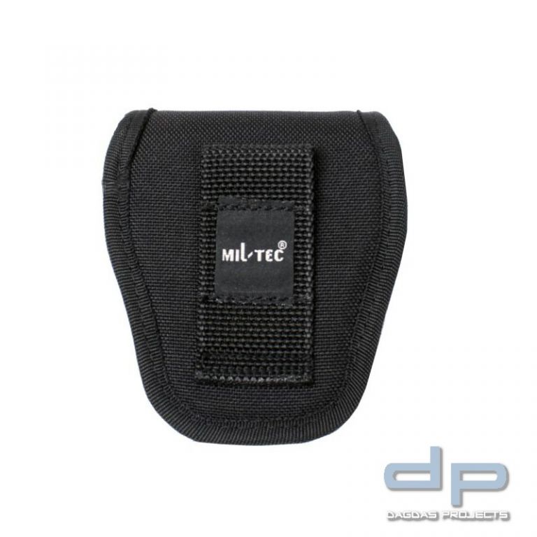 Behörden Handschellentasche schwarz mit Wunschaufdruck in reflex silber