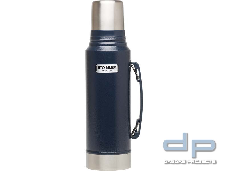 Stanley Classic Vakuum-Flasche, 1 Liter, 18/8 Edelstahl, Navy blau, Integrierter Trinkbecher