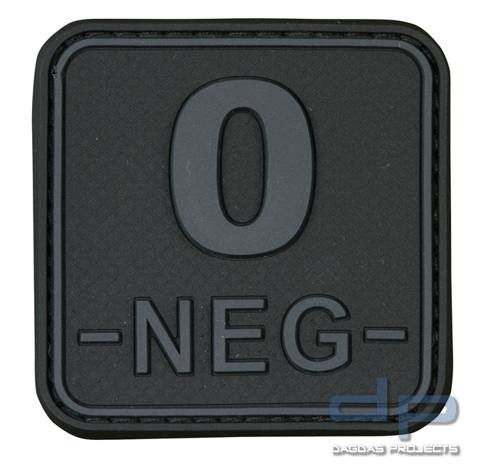 3D Blutgruppenpatch 50x50 Grau/Schwarz 0 neg -