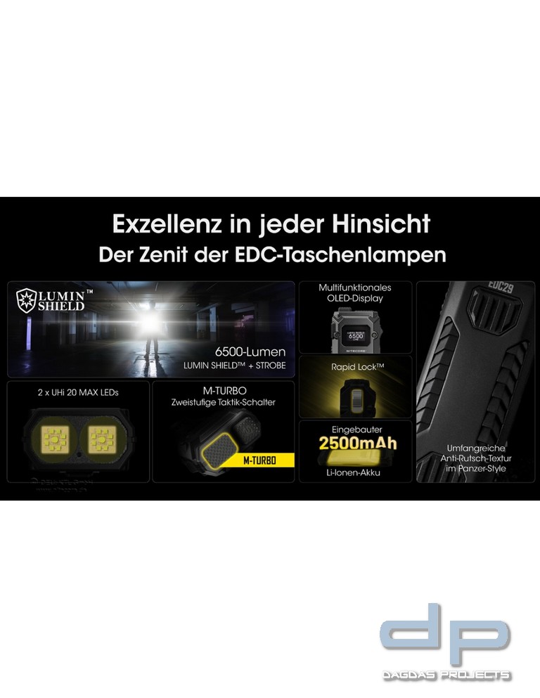 NiteCore® EDC29 Taschenlampe - Luminblade - integr. Akku