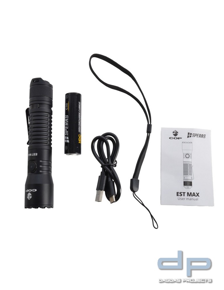 COP®/Speras -EST MAX- Taschenlampe inkl. Akku und COP® 1406C Holster
