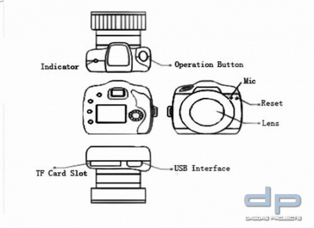 Mini Farb-Spionkamera mit 2 Megapixel 2.0