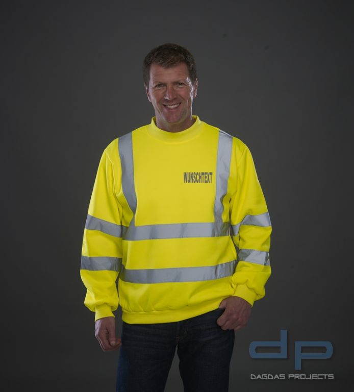 High Visibility Sweatshirt in verschiedenen Farben mit Wunschbeschriftung in reflex silber