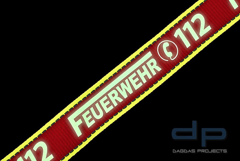 Schlüsselband Lanyard Keyholder Schlüsselanhänger rot/Neongelb mit nachleuchtendem Aufdruck Feuerweh
