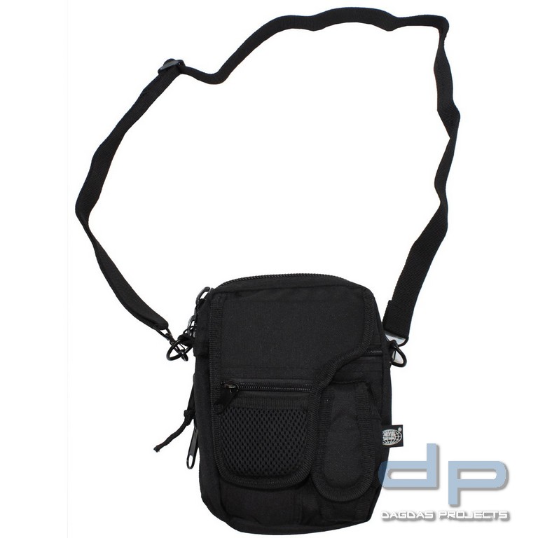 Gürtel-Umhängetasche, schwarz mit abnehmbaren Holster