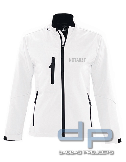 Ladies Softshell Jacket Behörde in verschiedenen Farben mit Wunschaufdruck in reflex silber