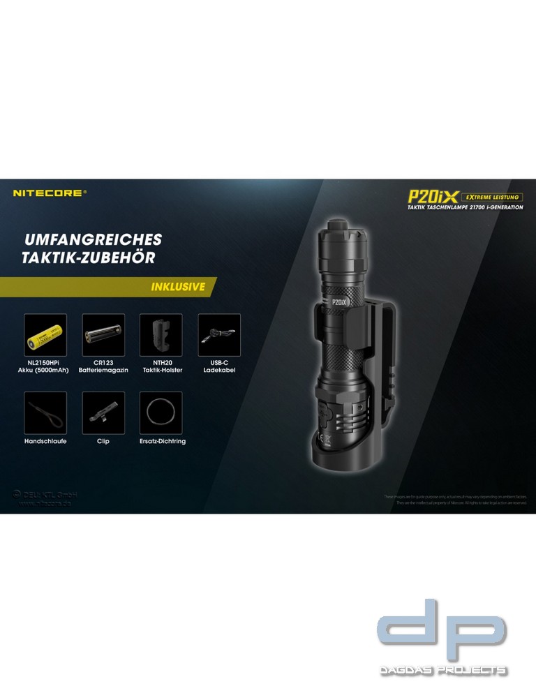 NiteCore® Taschenlampe "P20ix " inkl. Akku und Holster