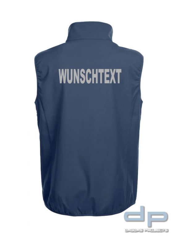 Weste in Marine mit Wunschtext auf Brust und Rücken