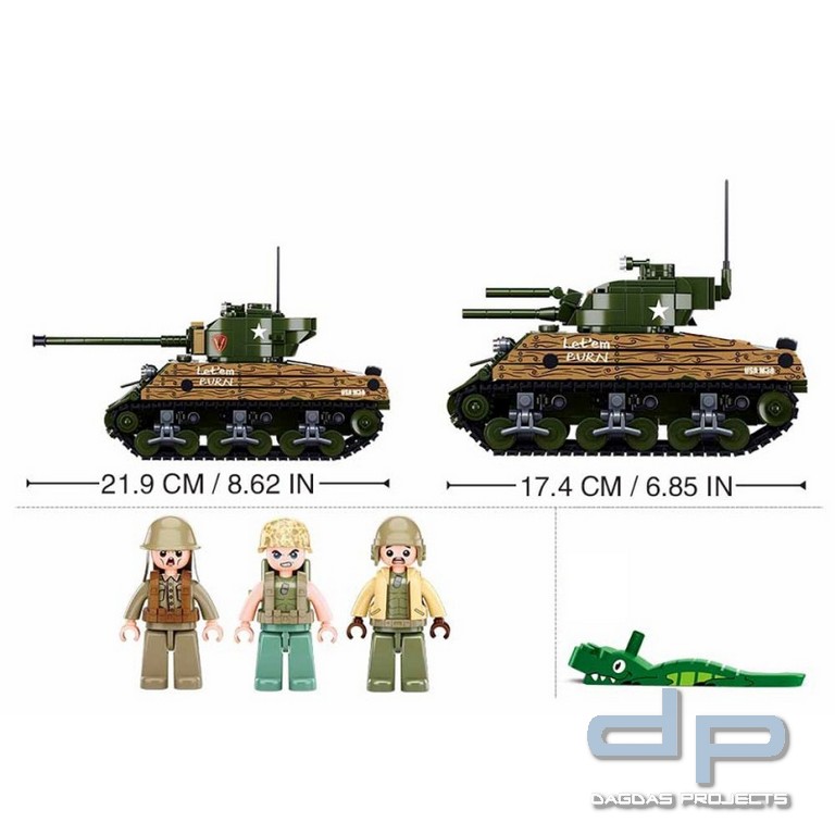 Sluban WWII M4A3 (76W) medium tank M38-B1110