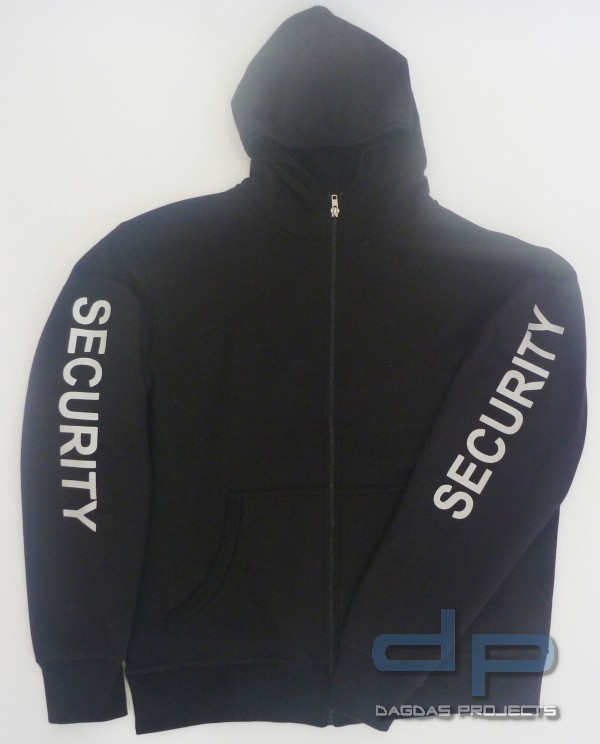 Kapuzenjacke - schwarz - mit Aufdruck SECURITY auf den Ärmeln