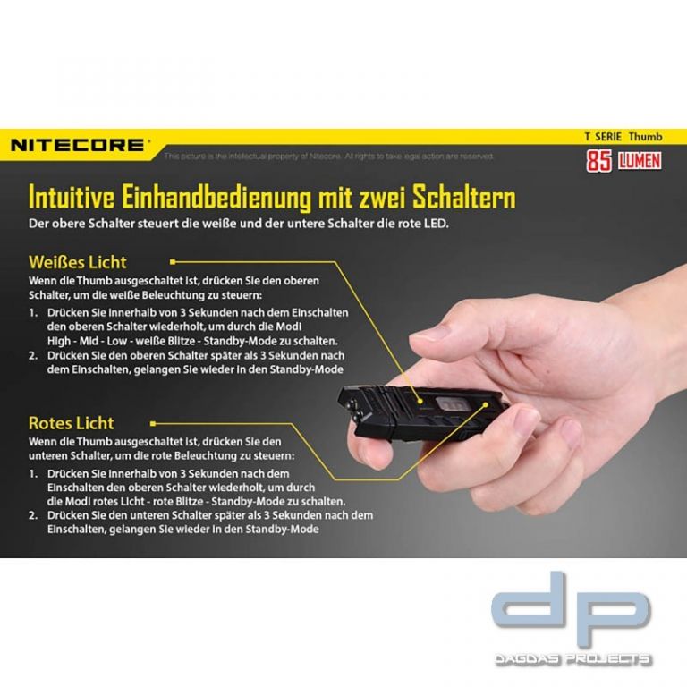 NiteCore® Thumb aufladbare Schlüsselanhängerlampe