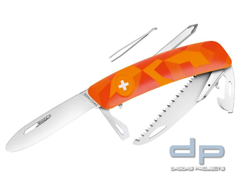 SWIZA Kinder-Taschenmesser J06 JUNIOR, Stahl 440, abgerundet Sperre, orangefarbene Anti-Rutsch-Schal