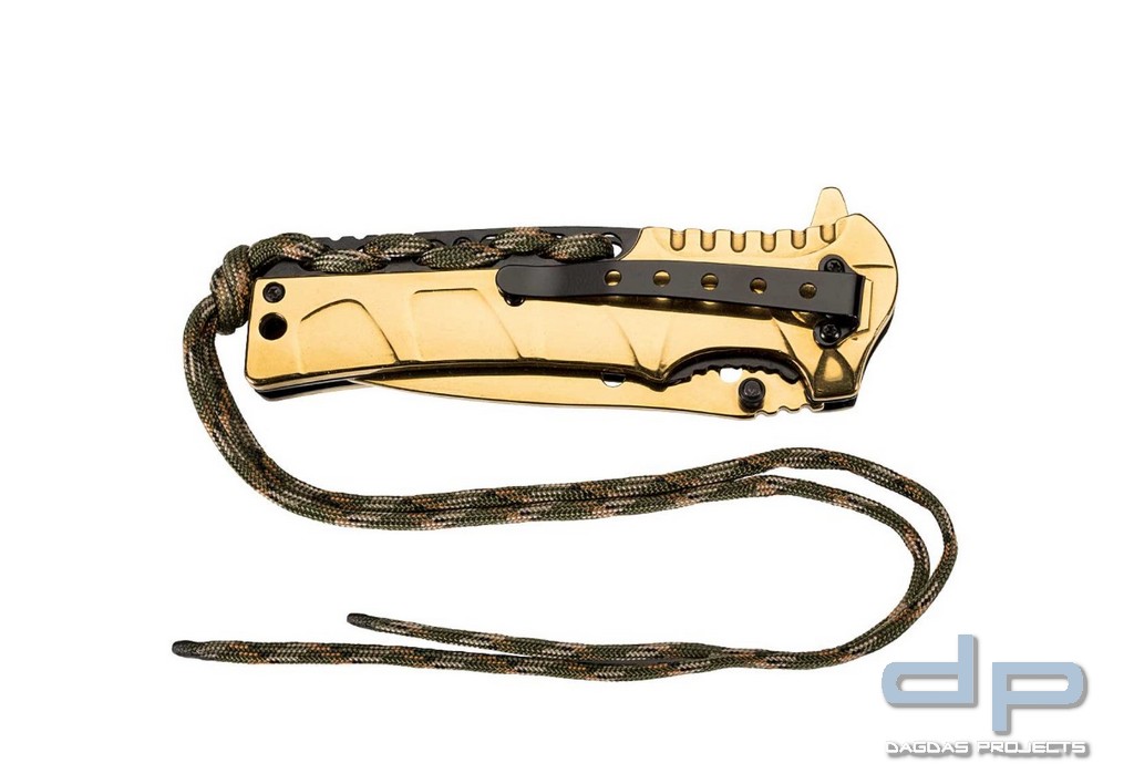 Einhandmesser mit einer außergewöhnlichen, goldfarbenen Beschichtung