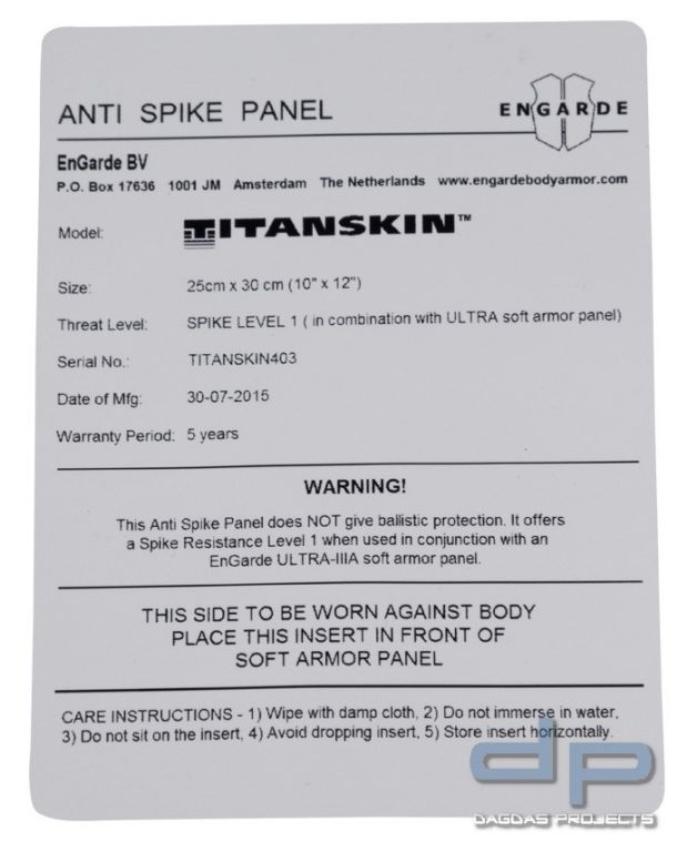 EnGarde TitanSkin Stichschutz-Einschub