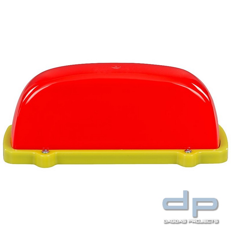Dachschild City - leuchtrot - Wunschtext - LED Blinklicht und Dauerlicht - Dachaufsetzer