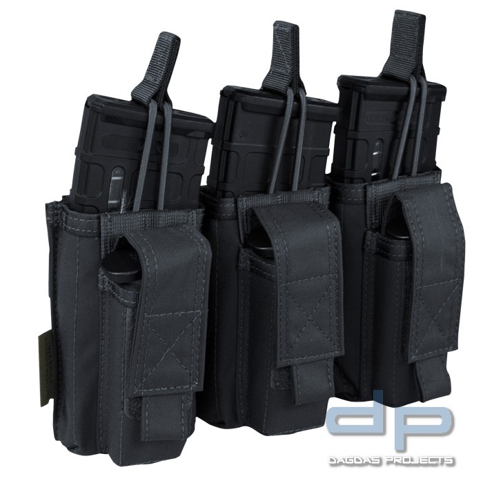 Warrior Elite Ops Triple Open M4 &amp; 9mm Mag Pouches Schwarz