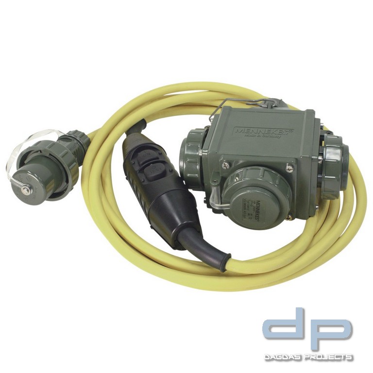 Dreifachverteiler PRCD, 230V/16A, 30 mA, IP55, 4.5 m lang