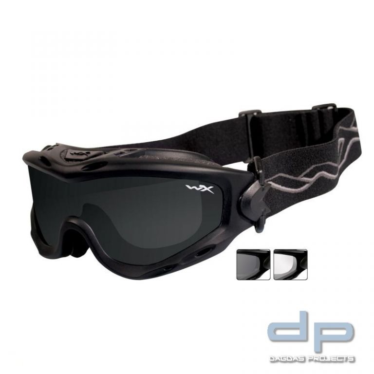 WILEY X™ Taktische Brille SPEAR klare &amp; graue Scheibe, schwarzer Rahmen