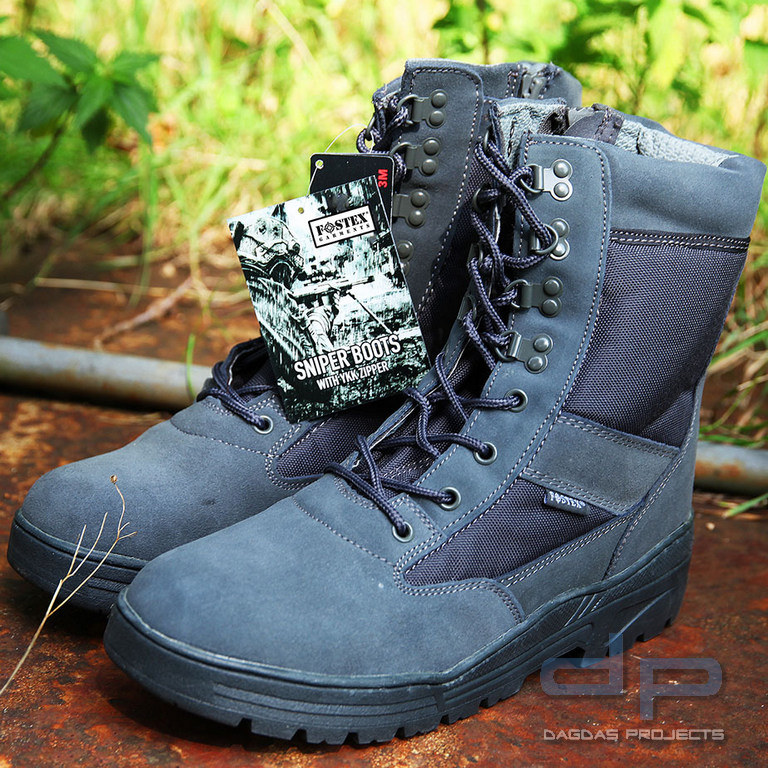 Pr. Sniper Stiefel mit YKK Reißverschluß Fostex Farbe :Grau , Größe :46 und Farbe Schwarz Größe: 40