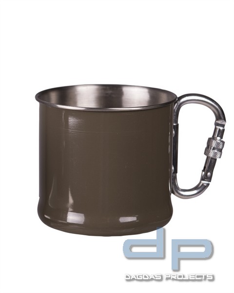 KARABINERBECHER S/STEEL 500ML OLIV  10 Stück