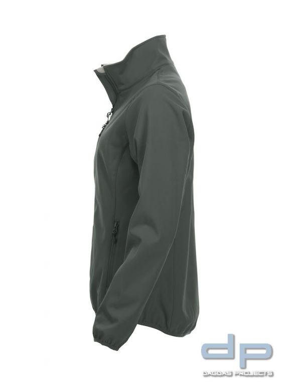 Basic Softshell Jacket Ladies mit reflektierend silbernem Wunschaufdruck in verschiedenen Farben