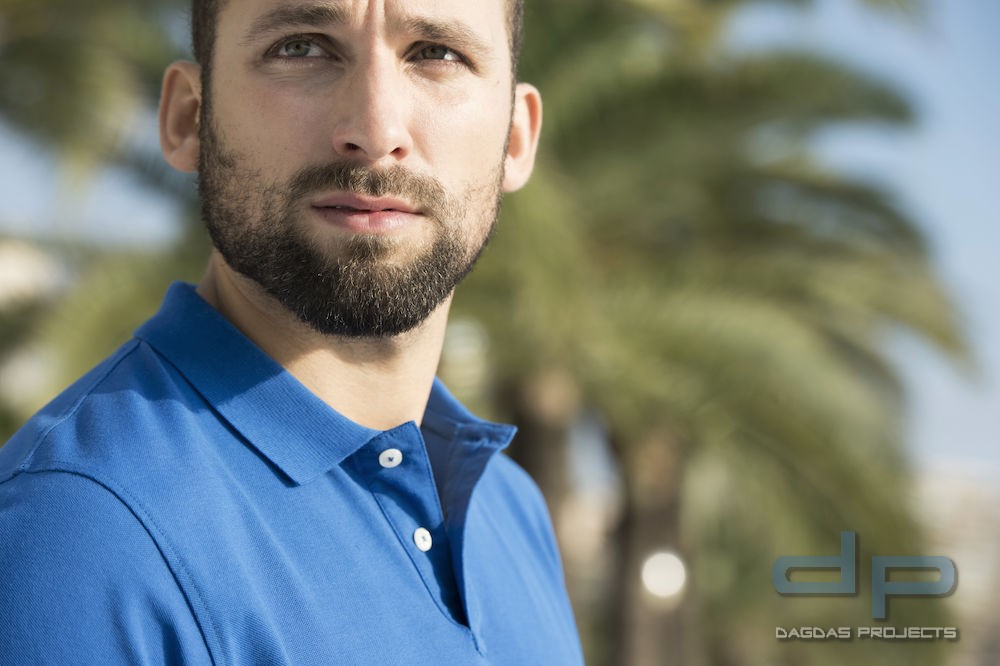 Behörden Strech Premium Polo mit Wunschtext Weiß und Dark Navy in Größe XL
