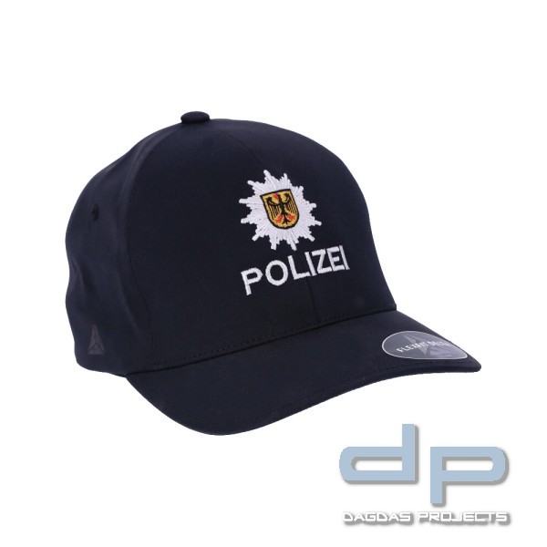 FLEXFIT DELTA CAP MIT BESTICKUNG "BUNDESPOLIZEI", SCHWARZ