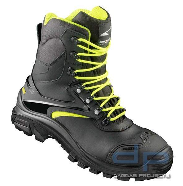 Schnürstiefel in Schwarz/lime abgesetzt