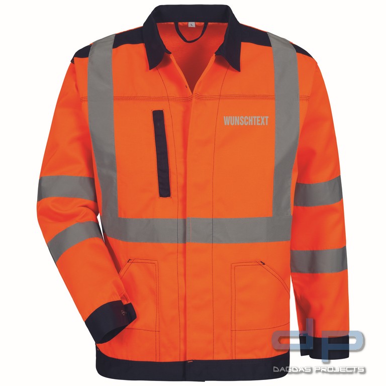 WARNSCHUTZ-BUNDJACKE in Orange mit Aufdruck nach Wunsch auf Brust und Rücken