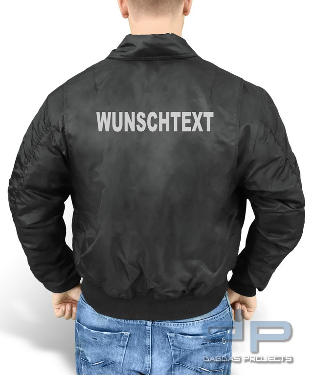 Jacke CWU blau mit Reflexaufdruck silber, mit Wunschtext