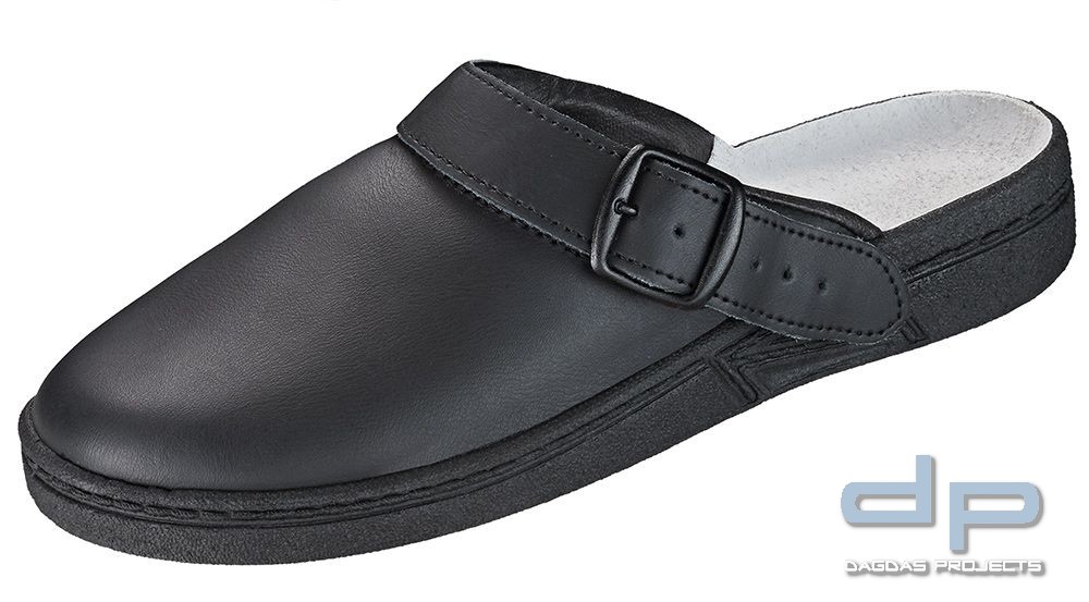 Leder Clogs EN ISO 20347 OB A E FO SRC in Schwarz