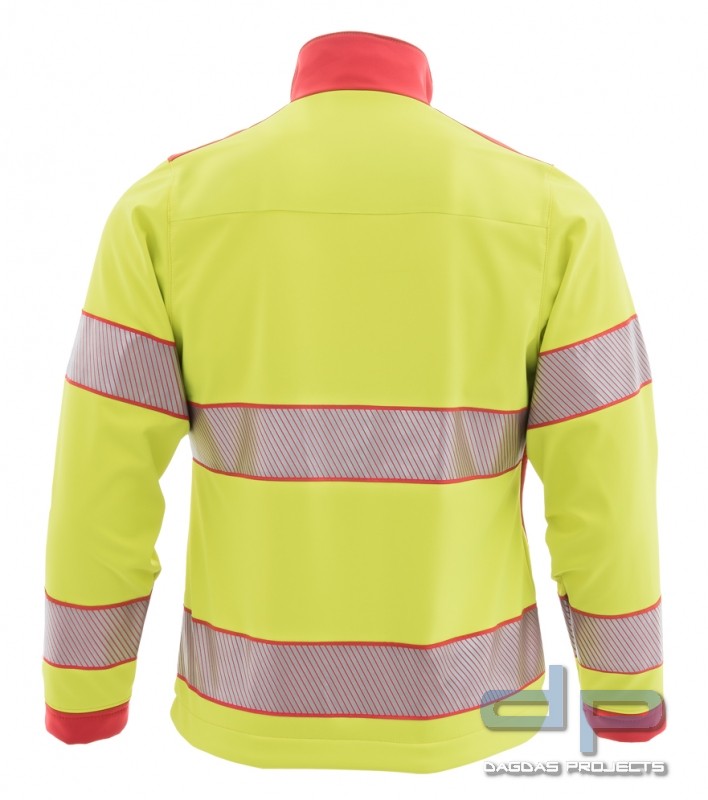 Softshelljacke Modell Champion, leuchtgelb / rot