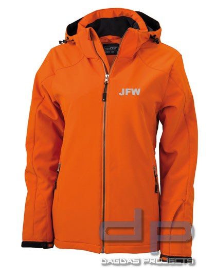 Damen Behörden Einsatz Softshelljacke in verschiedenen Farben mit silber reflektierendem Wunschtext