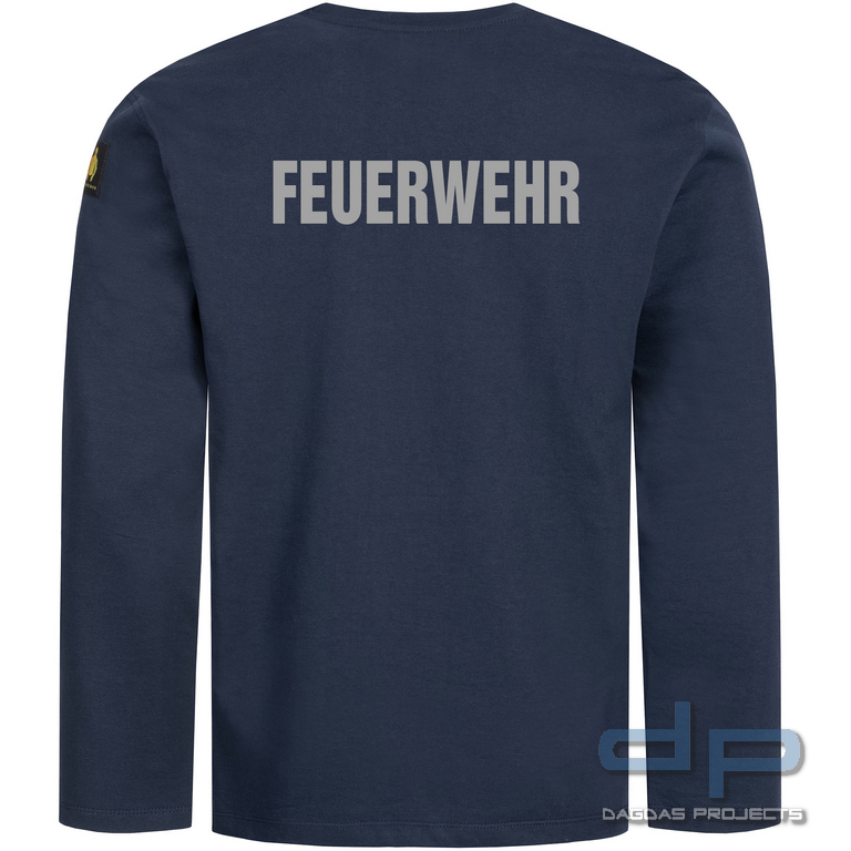 Brunnirok Armschutz-Shirt Siegburg Navy-Blue mit Wunschaufdruck in reflex silber