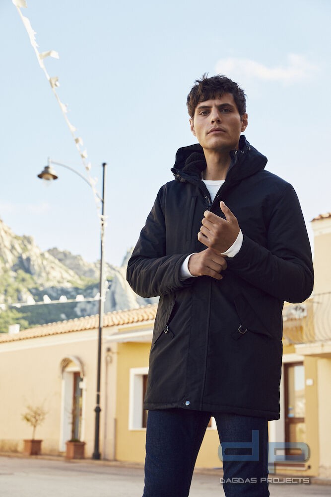 Unisex Behördenparka "Creston" in Schwarz mit Aufdruck nach Wunsch
