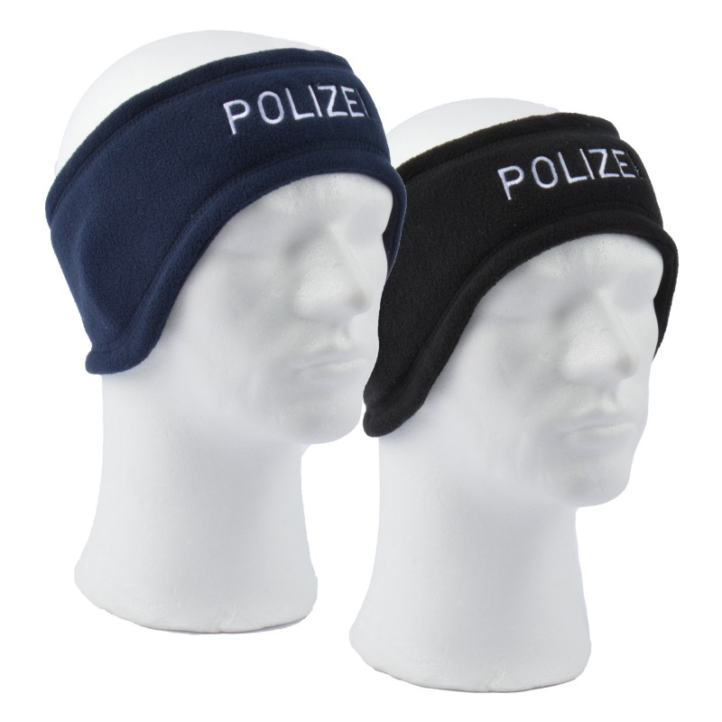 Fleece - Stirnband, Stick -POLIZEIBEHÖRDE- in Navy oder Schwarz