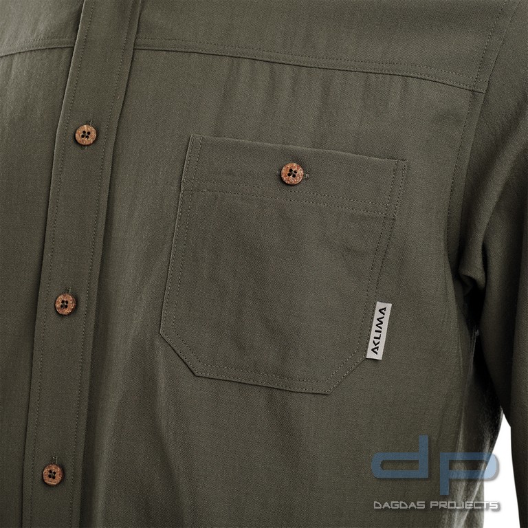 Aclima LeisureWool Woven Wool Shirt in Schwarz und Oliv