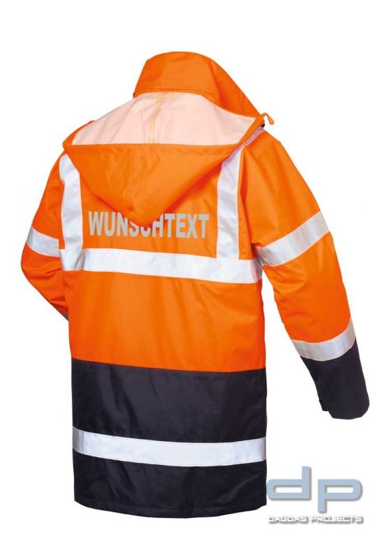 4 in 1-Parka Wunschbeschriftung möglich in Orange und Marine abgesetzt