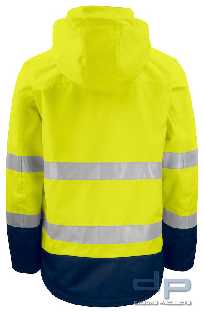 Funktionsjacke EN ISO 20471 Klasse 3 ProJob in Gelb/Navy Größe: L mit Wunschtext auf Brust und Rücke