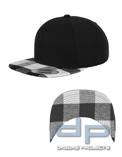 Checked Flanell Peak Snapback Cap in verschiedenen Farben