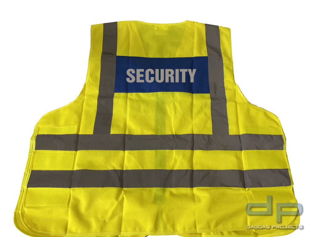 Signalweste gelb/blau, mit Aufdruck nach Wunsch in reflex silber