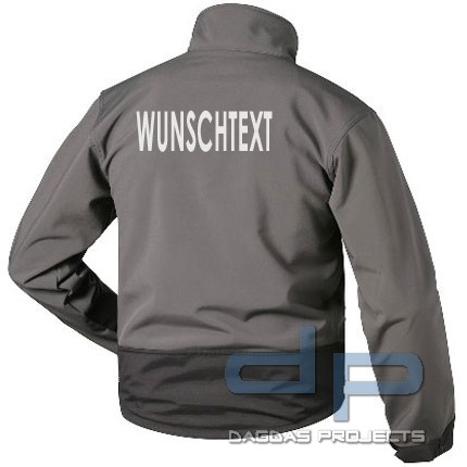 Behörden Softshell Jacke grau/schwarz mit Wunschtext