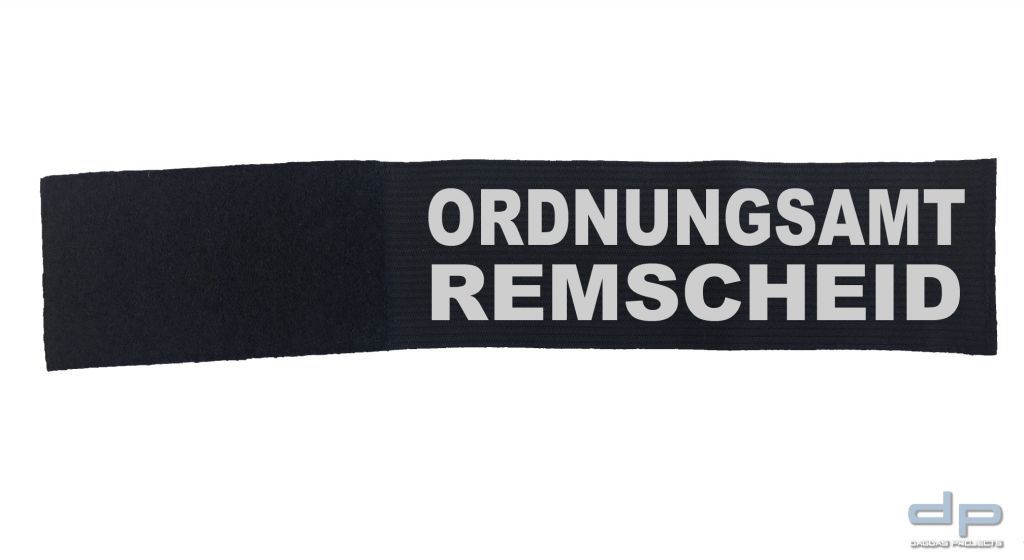 Behörden Klettarmbinde schwarz mit Wunschaufdruck 2 zeilig