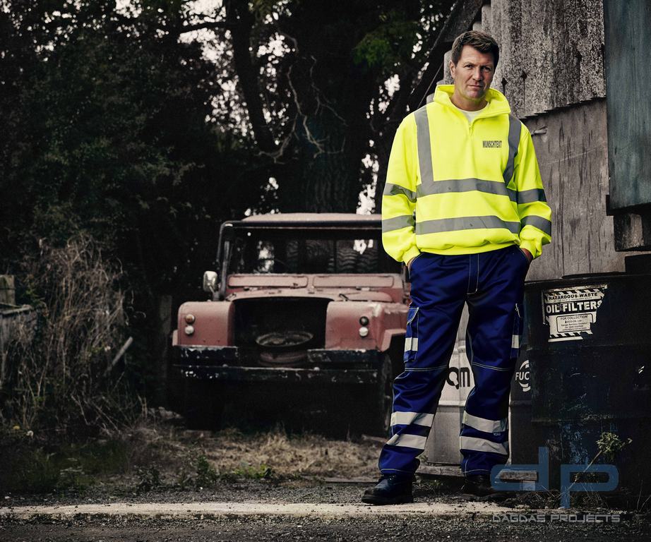 Hi Vis 1/4 Zip Sweatshirt mit Wunschaufdruck in reflex silber in orange oder gelb
