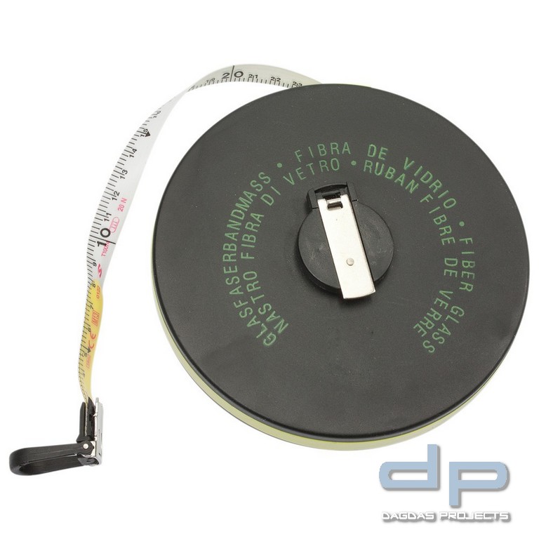 Rollbandmaß mit Haken, 50 m, Bandbreite 14 mm