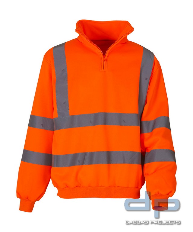 Hi Vis 1/4 Zip Sweatshirt mit Wunschaufdruck in reflex silber in orange oder gelb